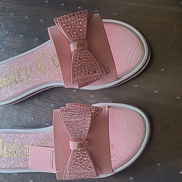 💕HP💕Juicy Couture Pink Rhinestone Bow Sandals - Size 10 - Picture 3 of 12